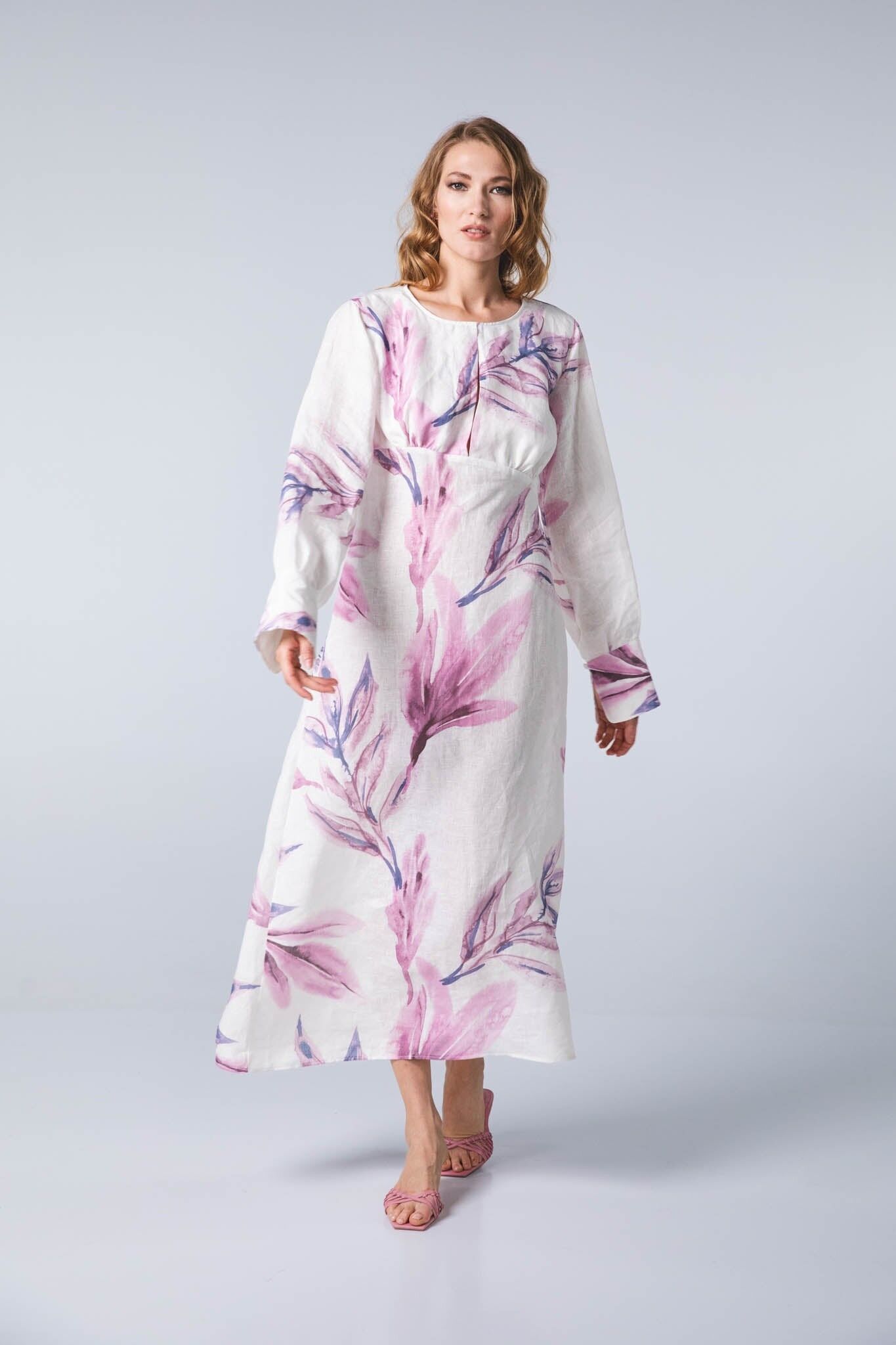 patterned linen dress