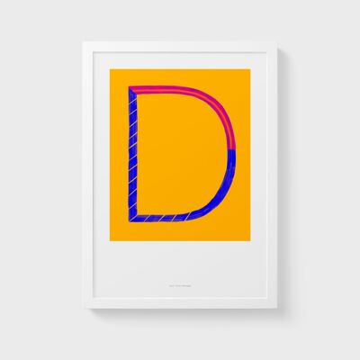 A3 Wall Art Print | Initial Letter Print D