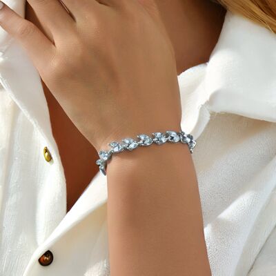 Pulsera de circonita cúbica con hojas de plata