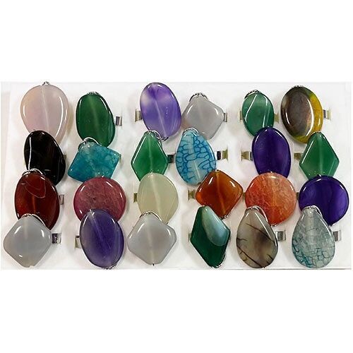 Sortiment große Natursteinringe Achat, verstellbar 2