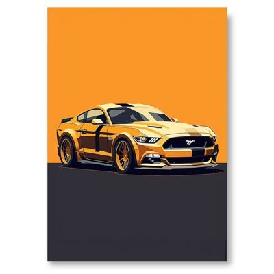 Affiche Ford Mustang Jaune- Flat Design