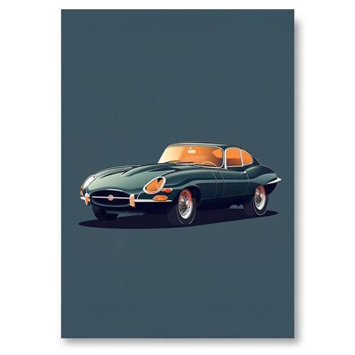 Affiche Jaguar Type E – Flat Design