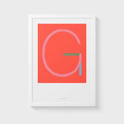 A3 Wall Art Print | Initial Letter Print G