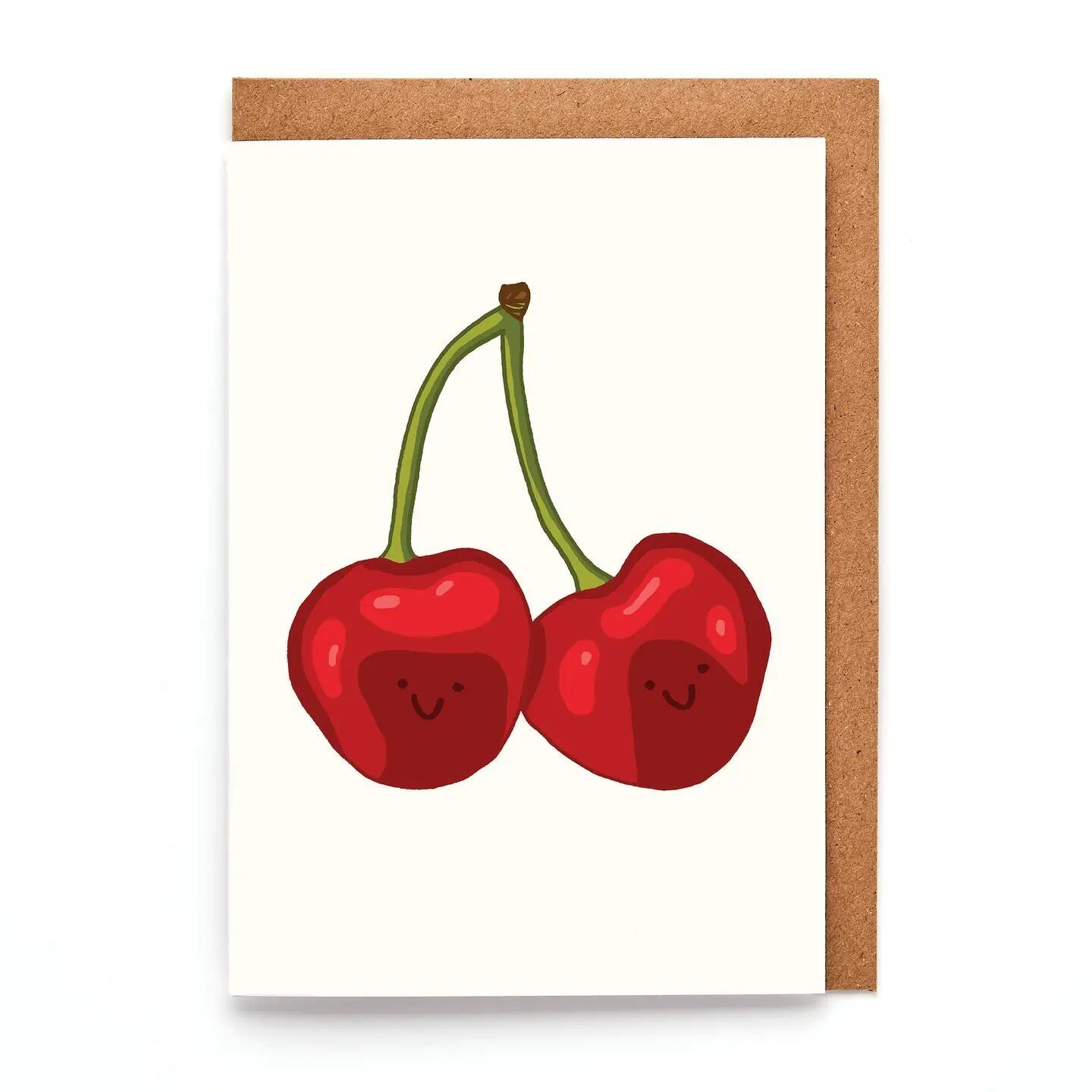 Carte Mini Cerises | Carte de vœux fruitée mignonne | Petite carte d'amour