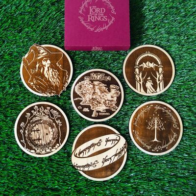 Lord of the Rings Wooden Coasters, Geek Gift, Home Decor, Tolkien Fan Housewarming