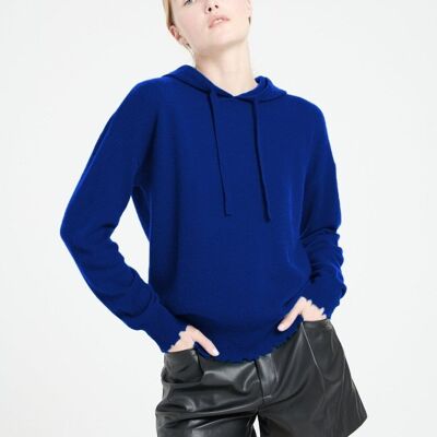 Sudadera con capucha de cachemira azul petróleo para mujer - MIA 16