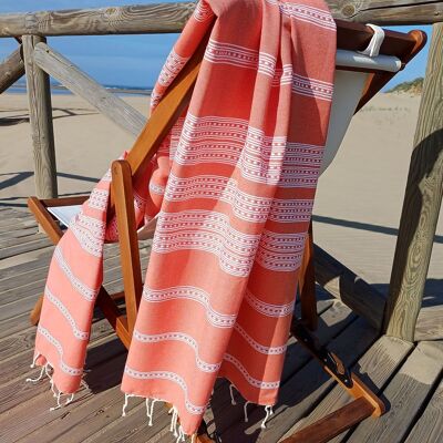 Granada Beach Fouta Tessuto Piatto 100% Cotone Arancione