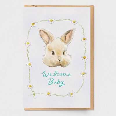 Carte de bienvenue bébé lapin