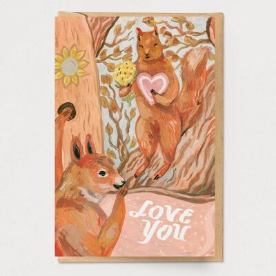 Carte de Saint Valentin avec écureuil