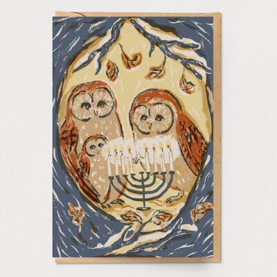 Hanukkah Owl Family Card