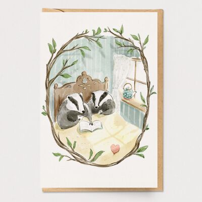 Tarjeta de amor de Badgers con café matutino