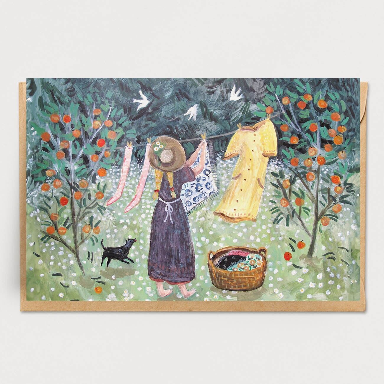 Laundry in the Orchard Card