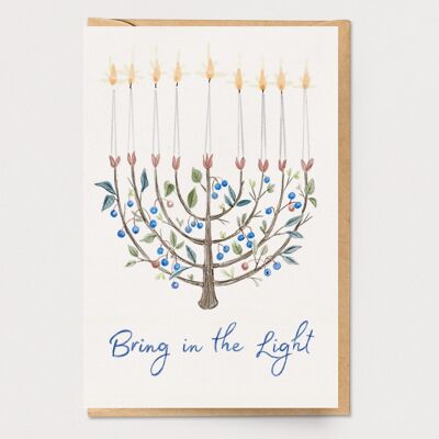 Botanical Menorah Hanukkah Card