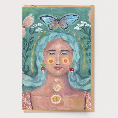 Tarjeta de mujer del jardín