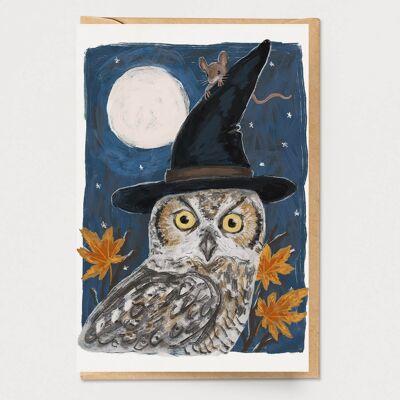 Biglietto di Halloween gufo e topo