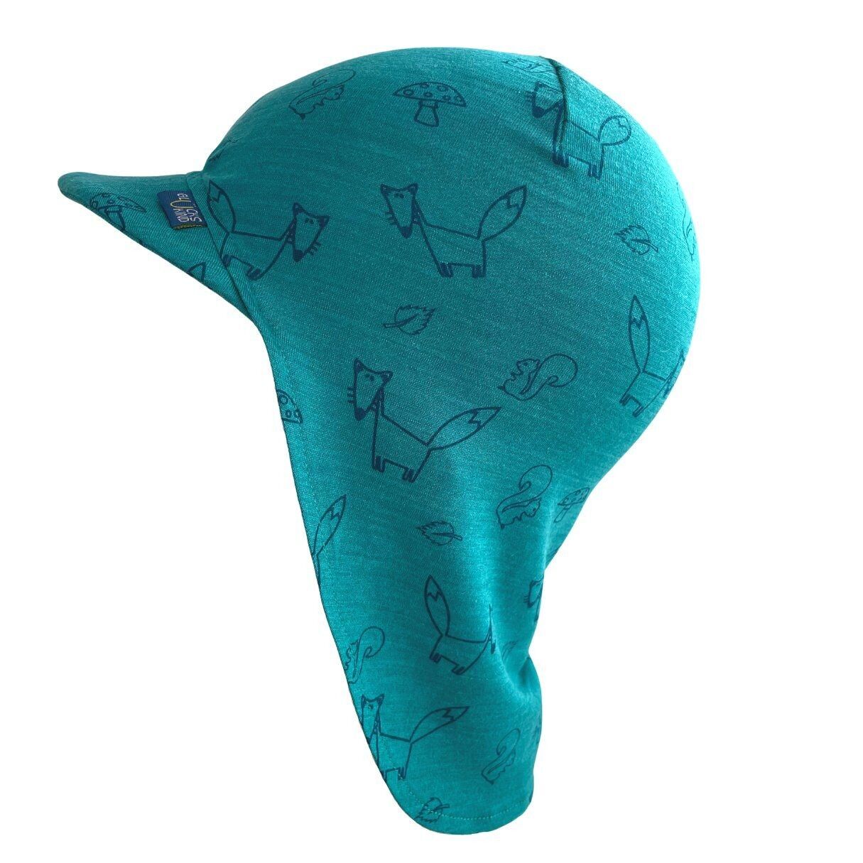 Sommerkappe smaragd Fuchs, Merinowolle & Seide (bio/GOTS)