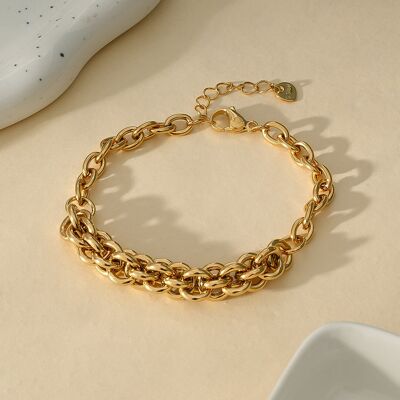 Bracciale in oro intrecciato a maglie grandi multistrato
