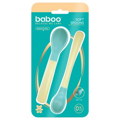 BABOO® Set di 2 cucchiaini per bambini con punta morbida, 4+ mesi