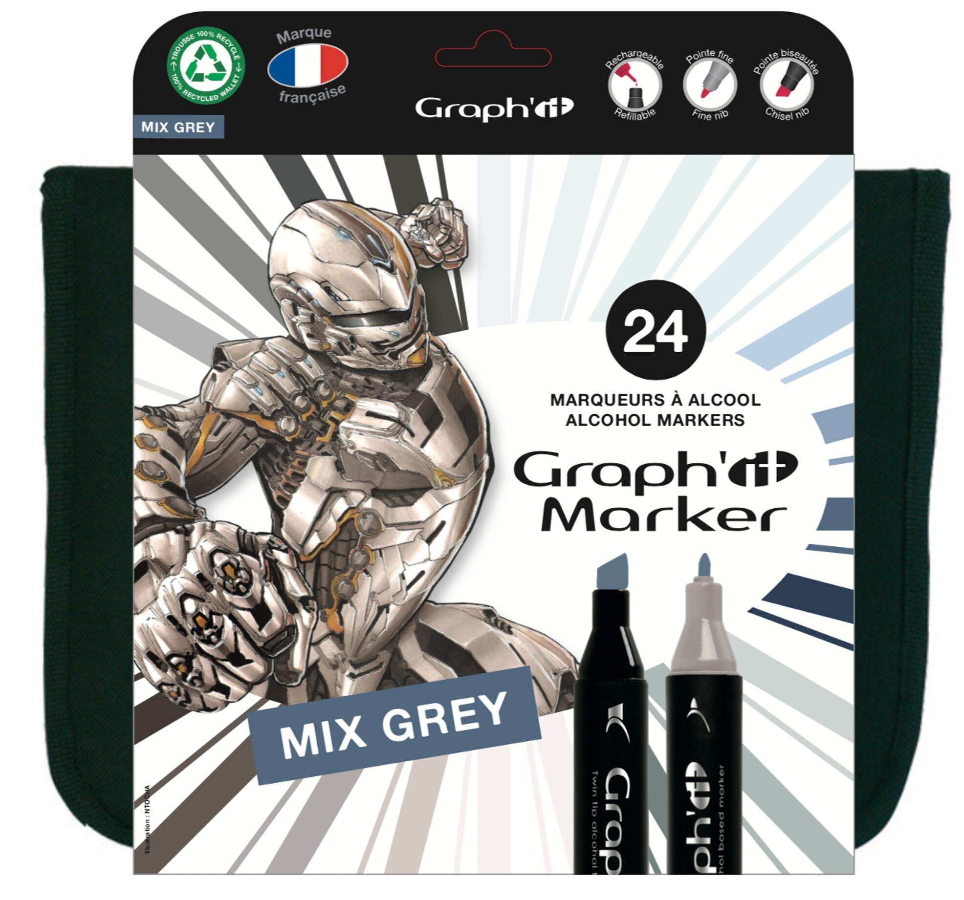 Kit GRAPH'IT 24 pennarelli - Mix Greys