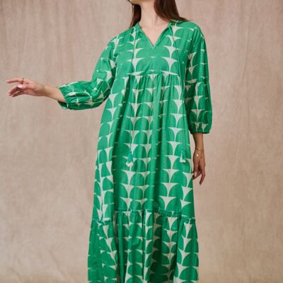 Robe longue bohème coton à motifs - Taille unique