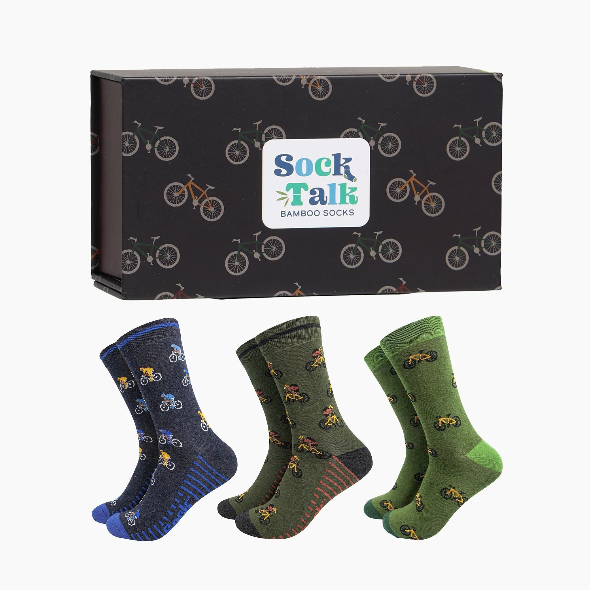 Geschenkbox mit Bambussocken für Herren - Fahrräder
