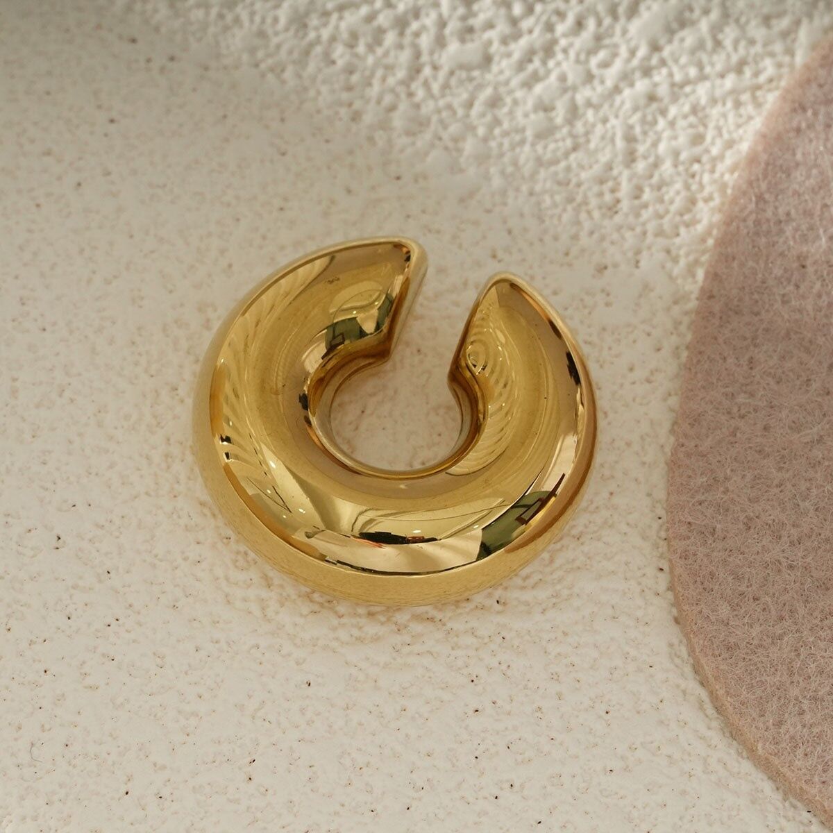 Gold Ear Jewelry Hoop Big Thick Open Minimalist Design