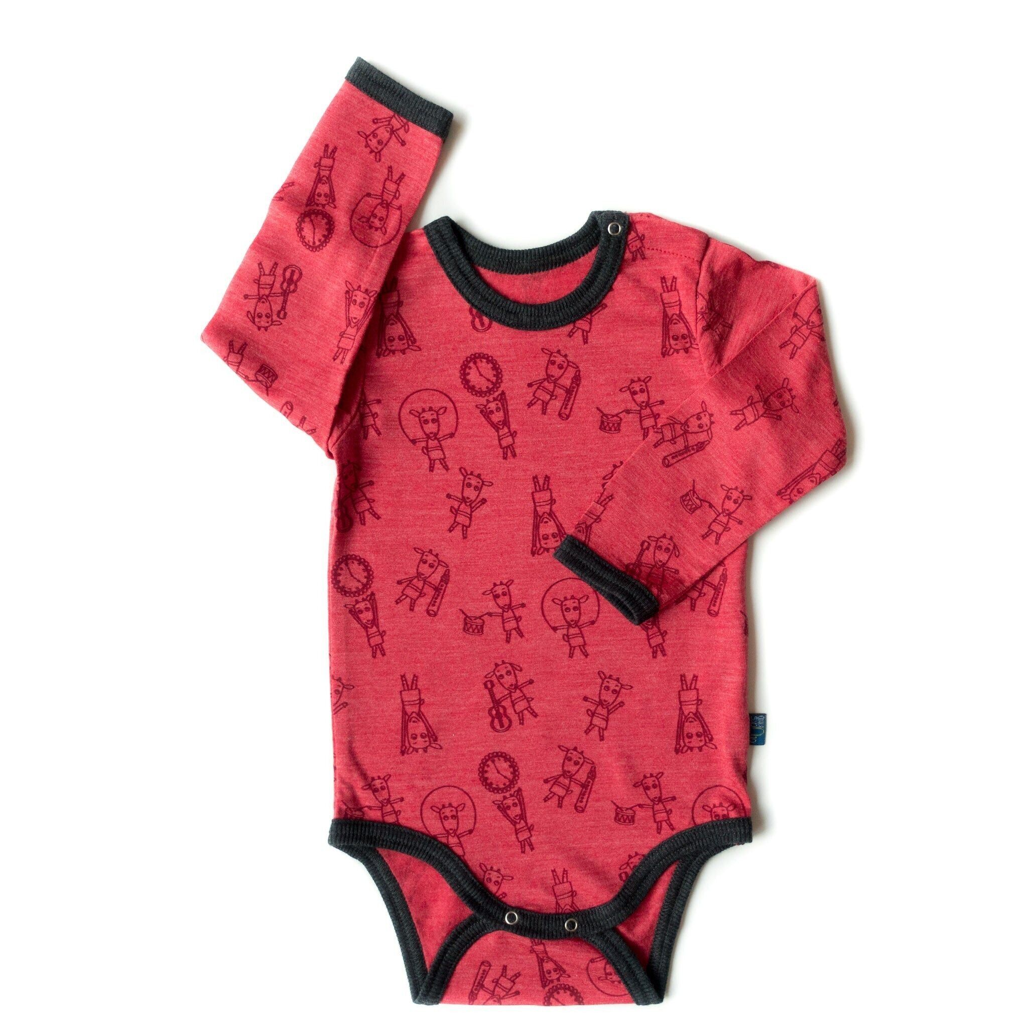 Body lampone Geißlein, lana merino e seta (biologico/GOTS)