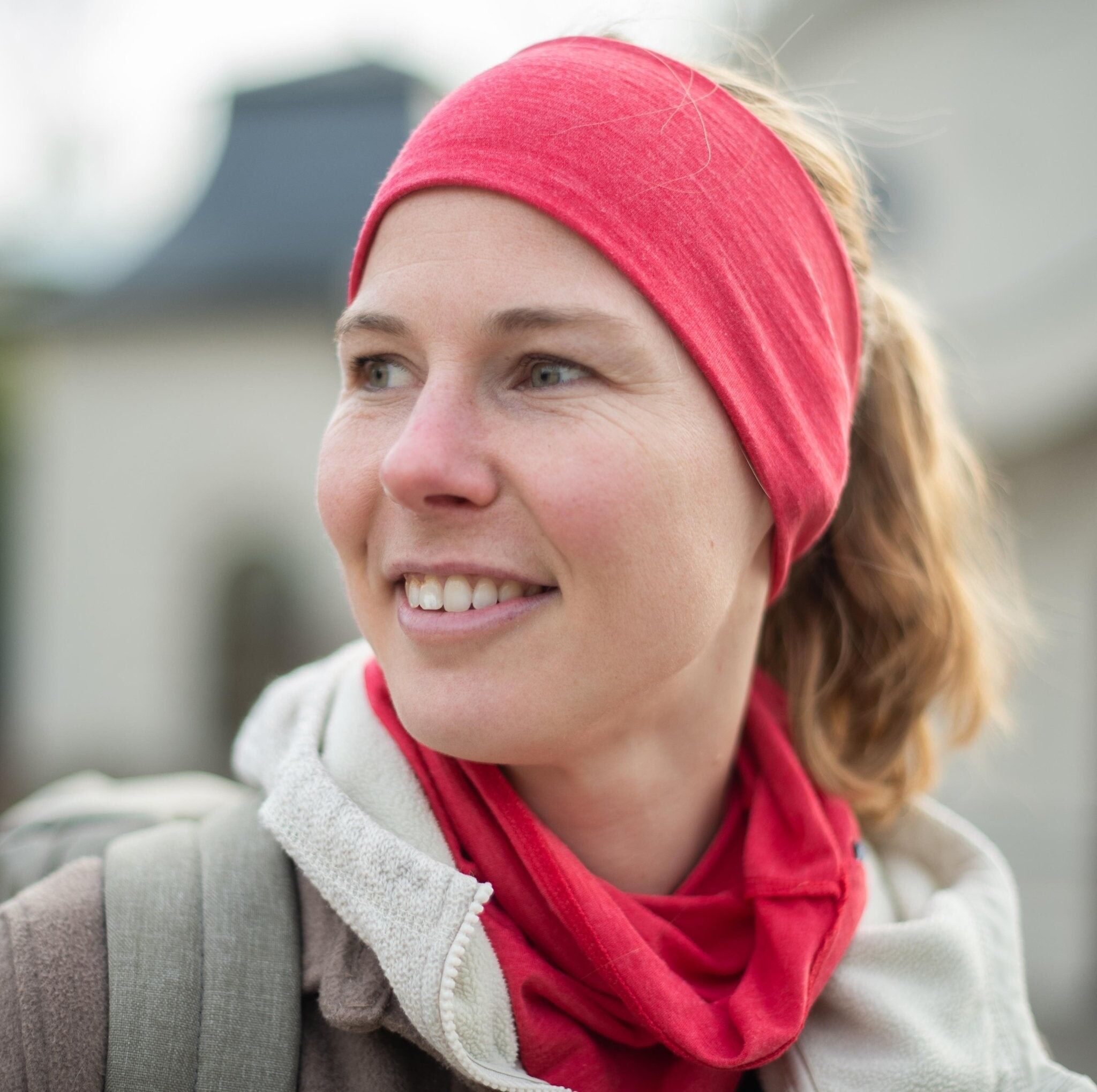 Diadema frambuesa, lana merino y seda (orgánica/GOTS)