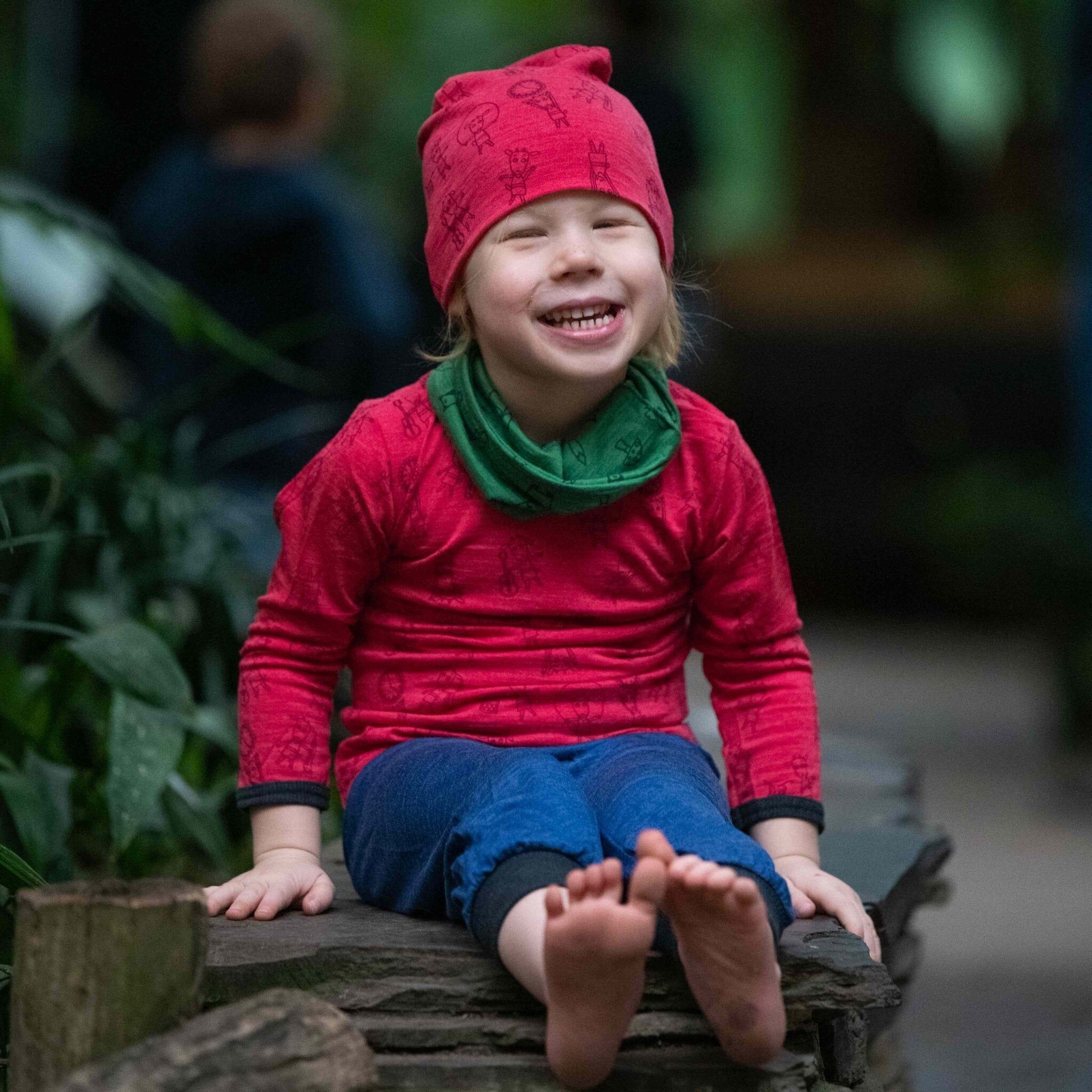 berretto lampone Geißlein, lana merino e seta (biologico/GOTS)