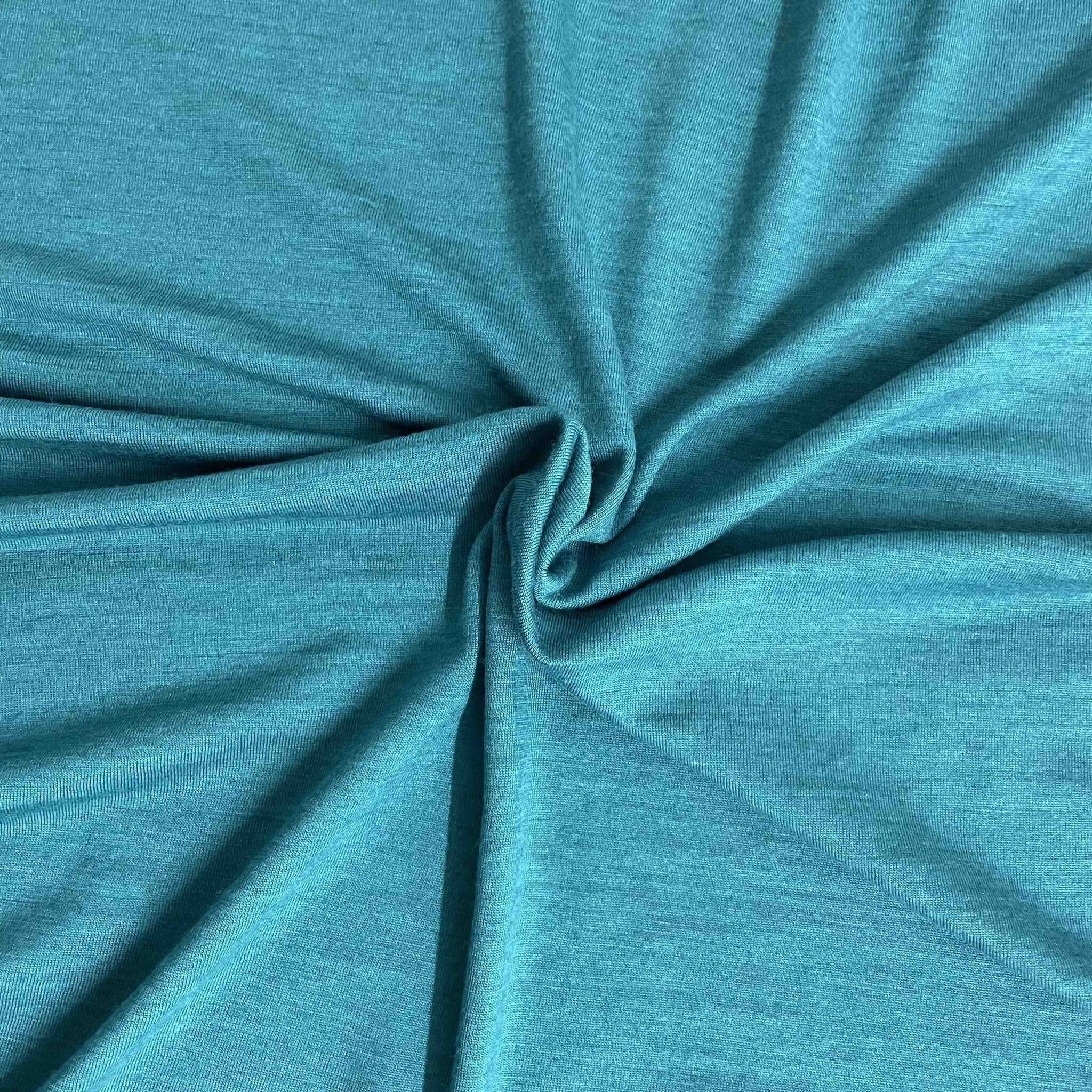 Venduto al metro, tinta unita smeraldo, 70% lana merino e 30% seta (biologico/GOTS)