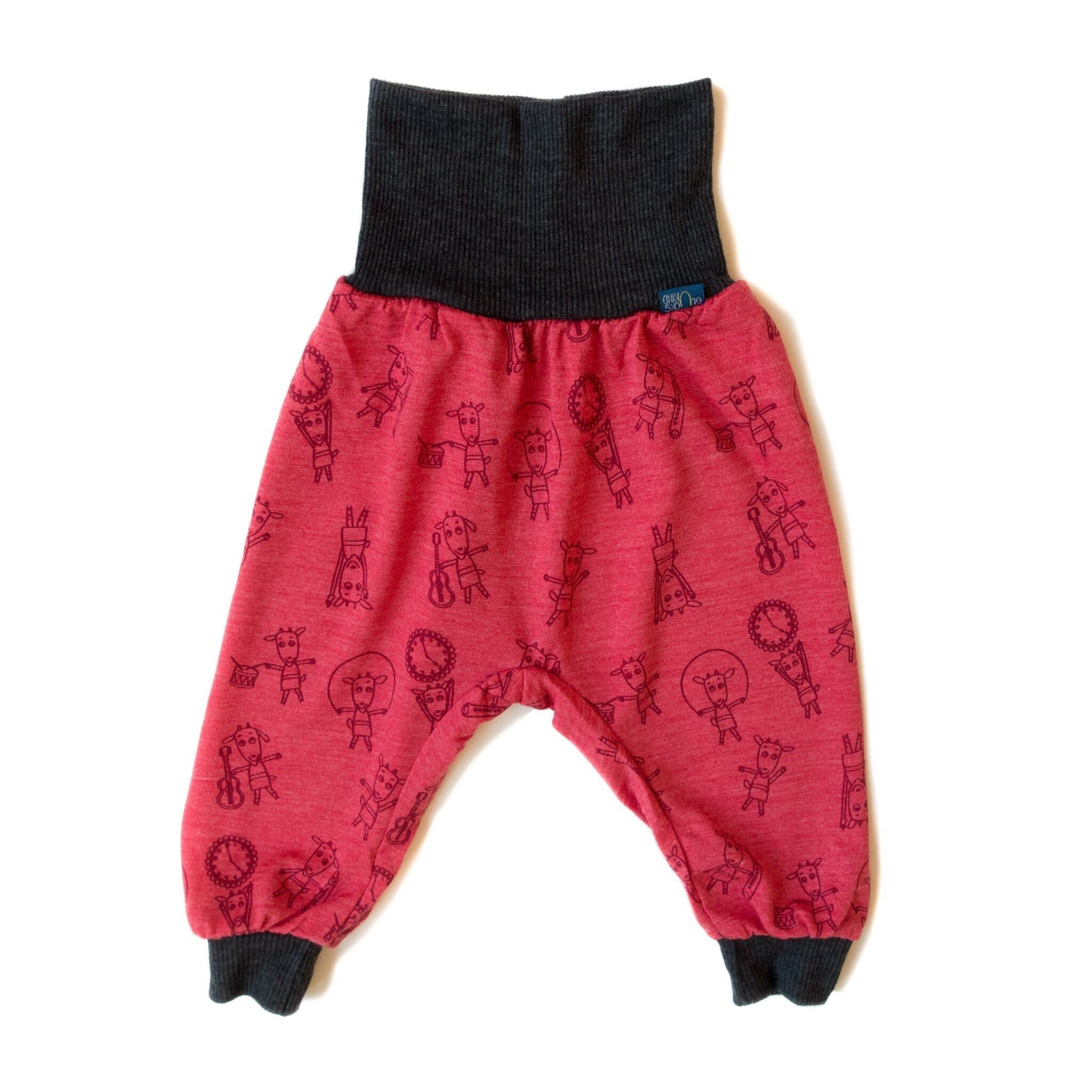 Pantaloni lampone Geißlein, lana merino e seta (biologico/GOTS)