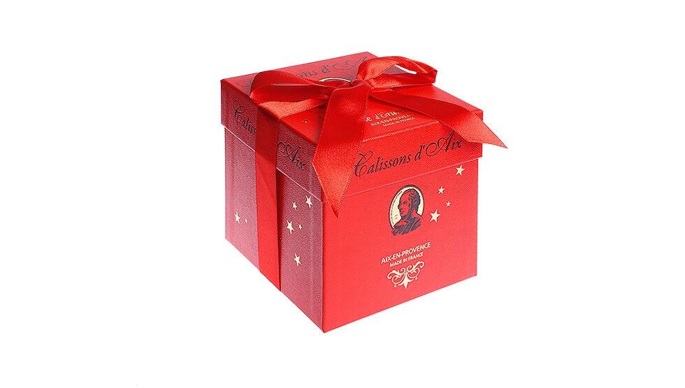 Entrecasteaux Confiserie - Scatola Cubo Rosso di Lusso - 20 Calissons d'Aix - 280g