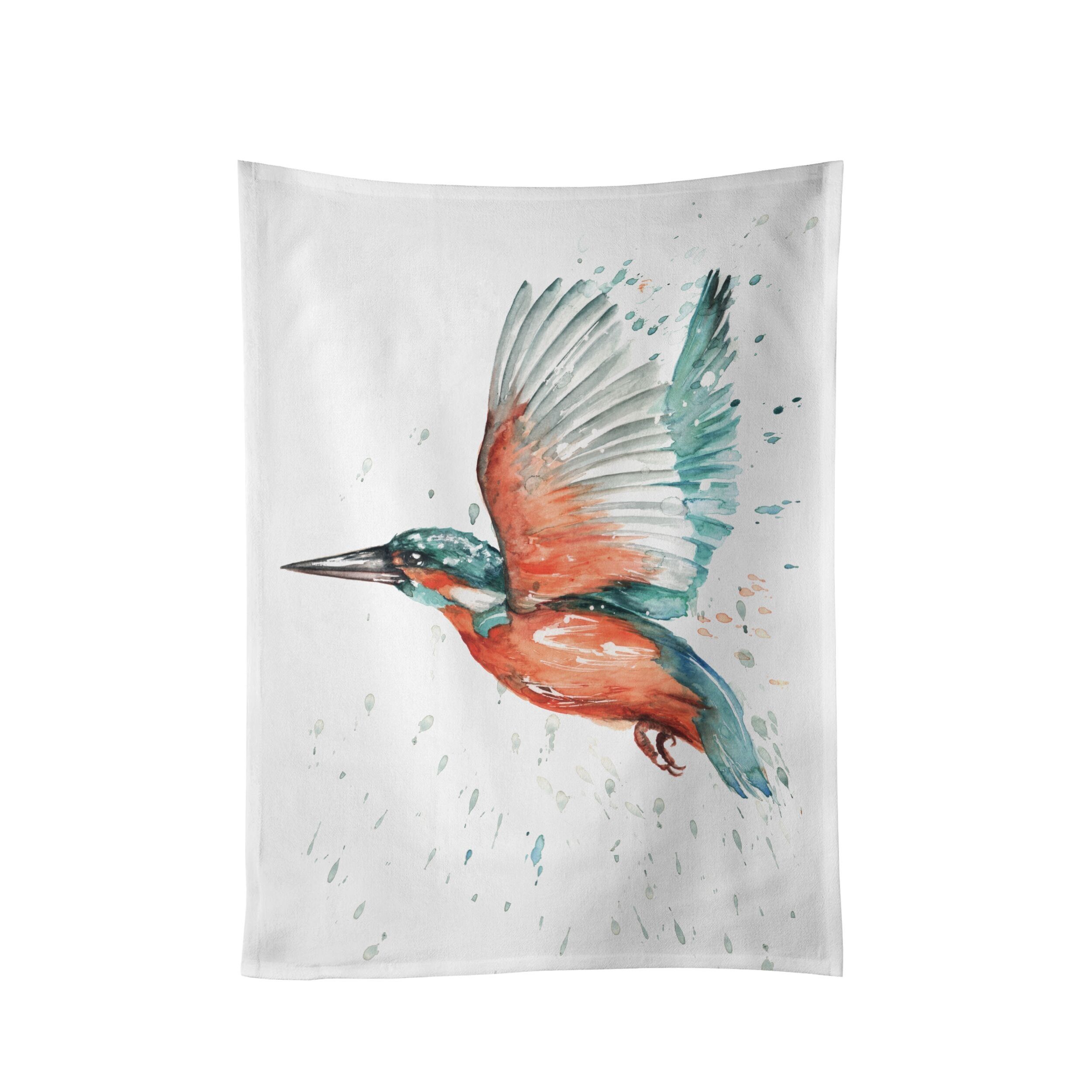 Asciugamano da tè in cotone con motivo Kingfisher di Retreat