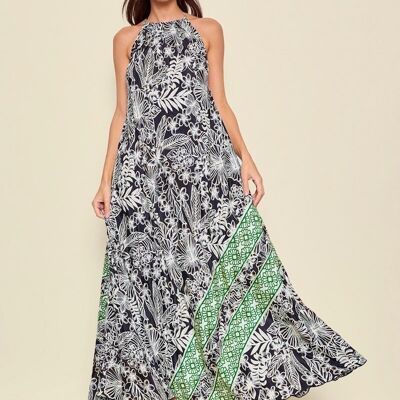 Vestido largo de seda sin espalda - Talla única negro