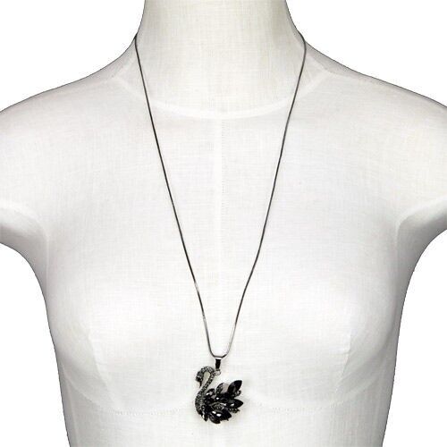 Collana lunga moda cigno, 72cm, antracite