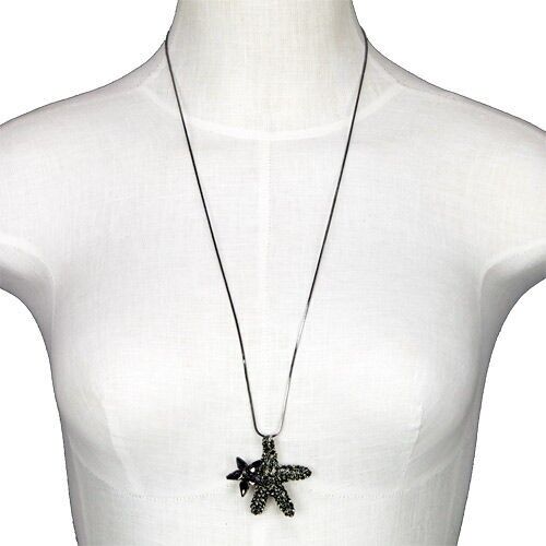 Lange Modekette Stern, 72cm, Anthrazit - nur noch 12 Stück!