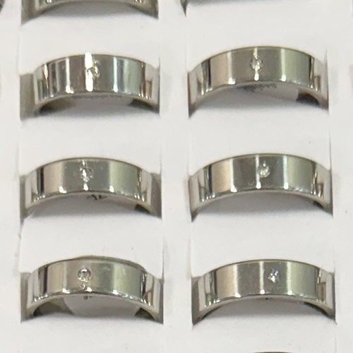 Anello in acciaio inossidabile con pietra, 6mm, argento