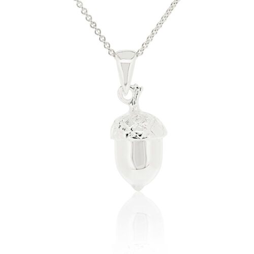 Sterling Silver Acorn Pendant with 18" Trace Chain and Presentation Box