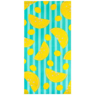Serviette de plage microfibre Bleu 75x150 220g/m² - Pop-Citron