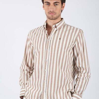 Chemise rayée beige