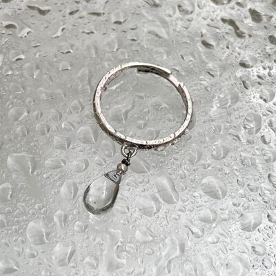 Anillo gota de agua ajustable - cristal y plata 925
