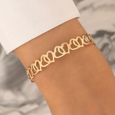 Braccialetto geometrico dorato cavo – Gioielli minimalisti per le donne
