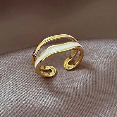 Anello in rame per donna, design semplice e alla moda con fascia aperta, con accento di pietra portafortuna di agosto