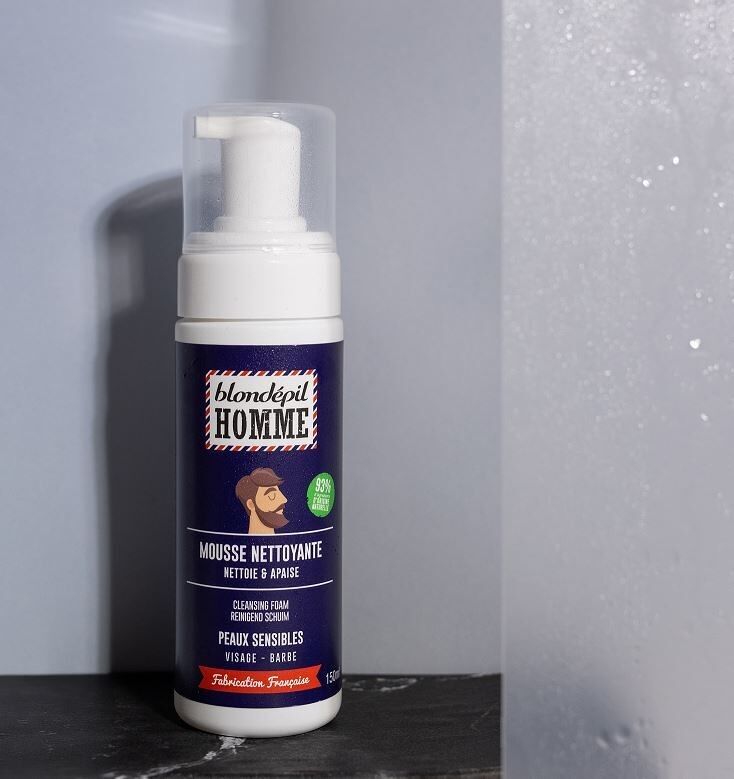 NOVITÀ - SCHIUMA DETERGENTE - Viso e Barba - 98% NATURALE (150 ml) - BLONDÉPIL HOMME