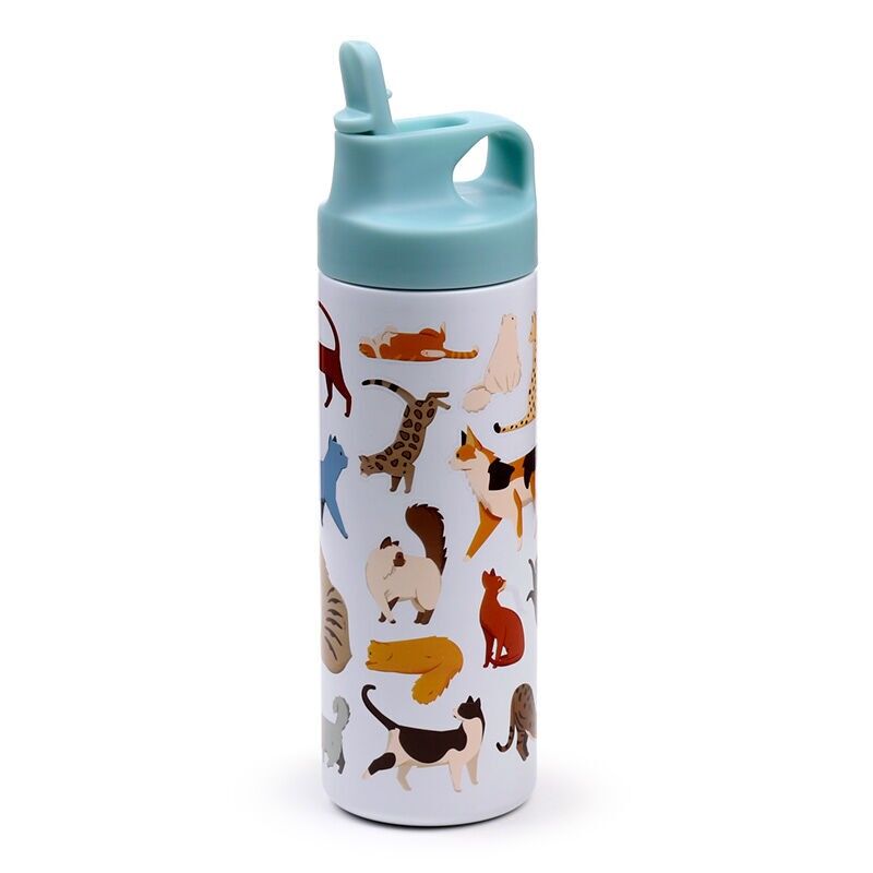 Feline Fine Cats (New) Hot & Cold Flip Top Drinks Bottle 500ml