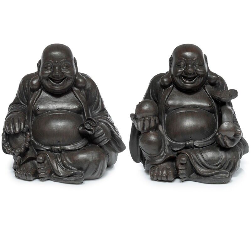 Peace of the East Chinesischer lachender Buddha mit Holzeffekt