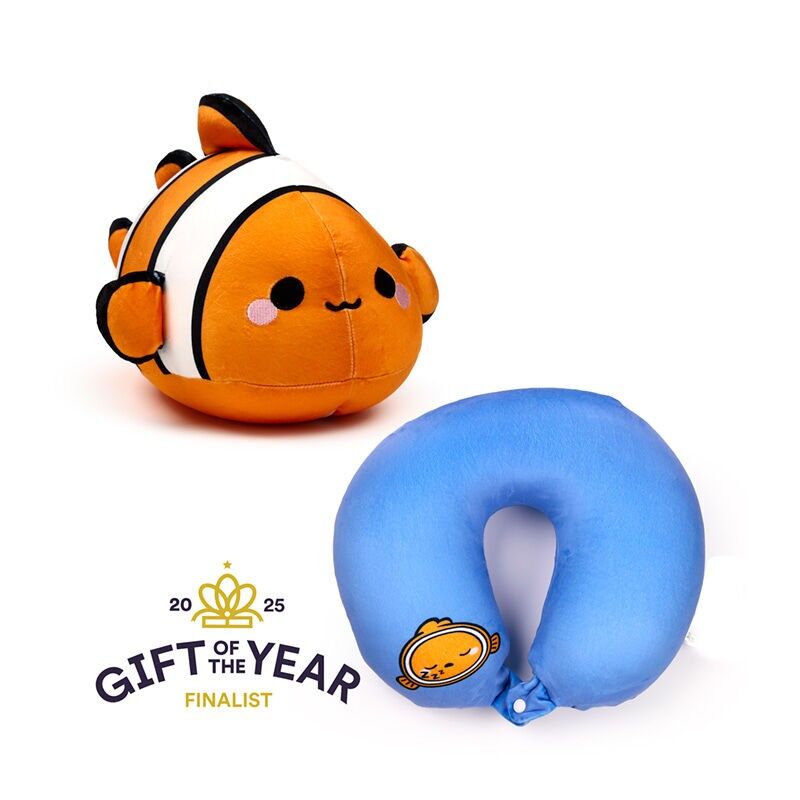 Swapseazzz Adoramals Ocean Clownfish 2 in 1 peluche cuscino da viaggio e giocattolo