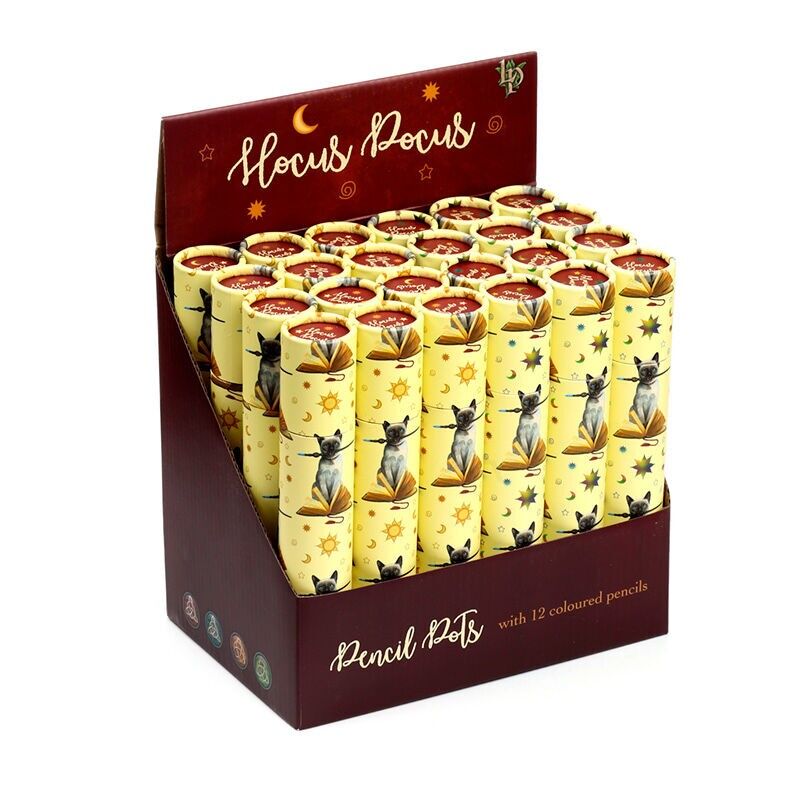 Lisa Parker Hocus Pocus Cat - Portalápices grande con 12 lápices de colores