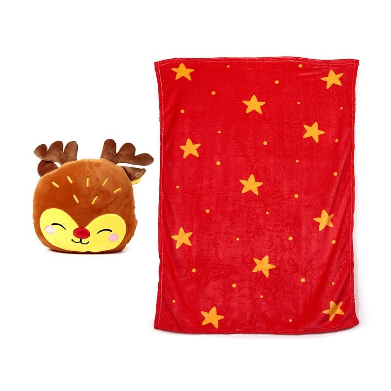 Blankeazzz Weihnachtsfestliche Freunde Rudolph 2-in-1 Plüschtier & Reisedecke