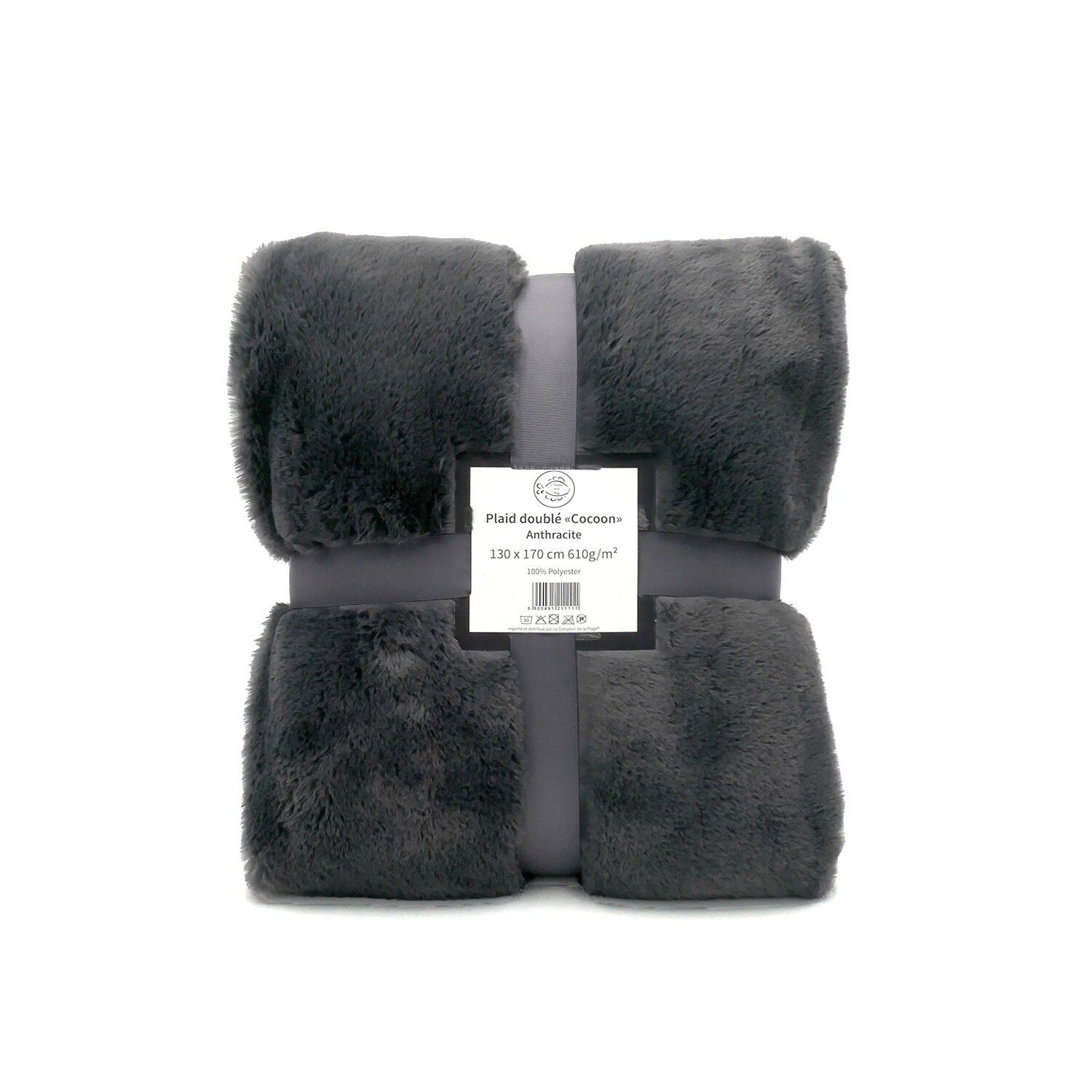 Coperta in pile Cocoon Imitazione "Coniglio" Grigio Antracite 130X170